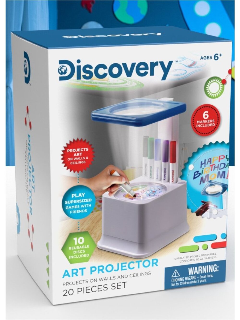 NEW Discovery Kids Art ProjectorSix Dry Erase Markers 10 Reusable Drawing Discs